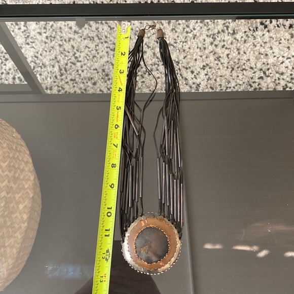 Vintage circular mixed metal oversized statement necklace - Picture 4 of 5